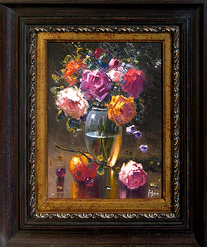 Floral Bouquet with Glass Vase
